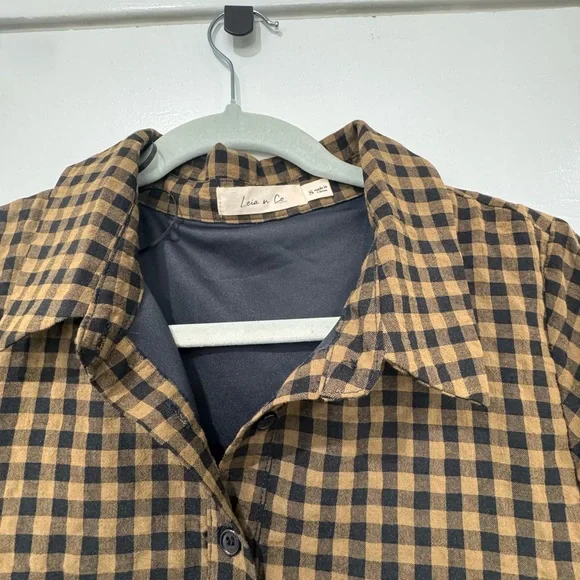 Checked Tiered Midi Dress in Brown and Black - Picture 3 of 4